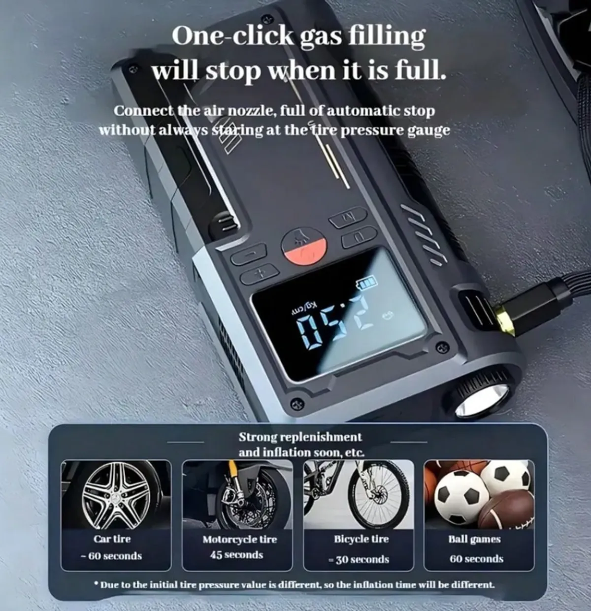 5000A Rechargeable Portable Vehicle Battery Jumper & Inflator Combo