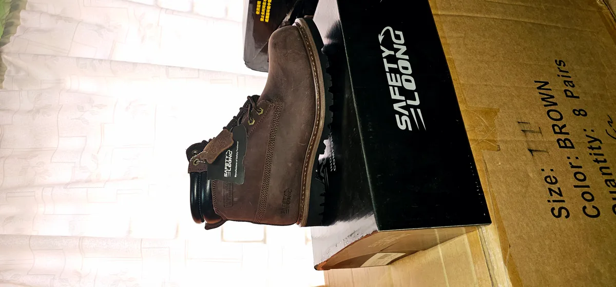Steel toe boots , Brown, 11