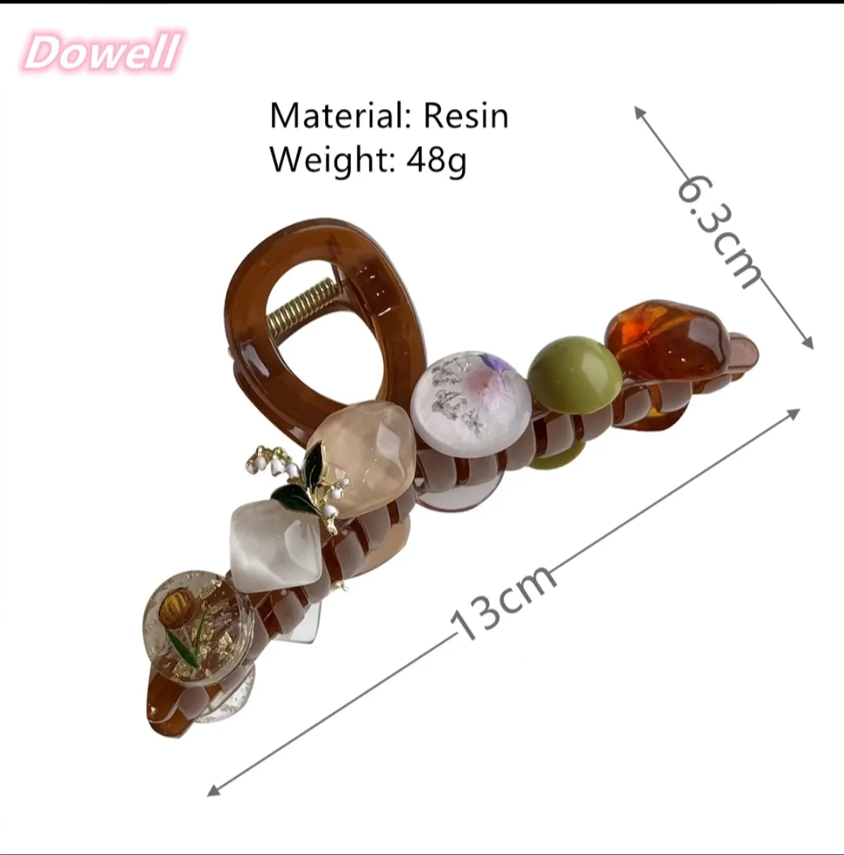 Resin Decorated Claw Clip, Large