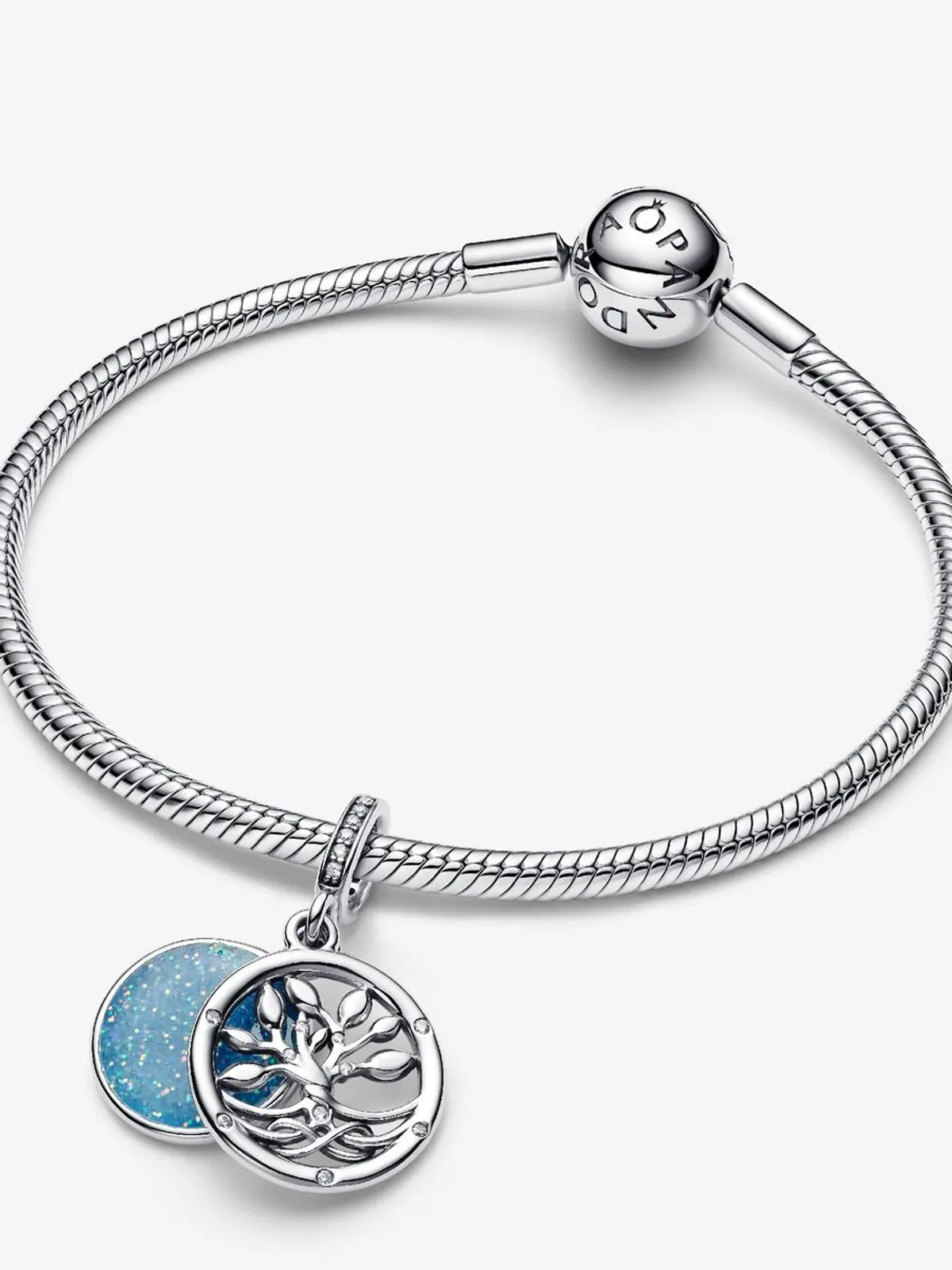 Original Pandora Glow in the dark infinity tree double dangle charm