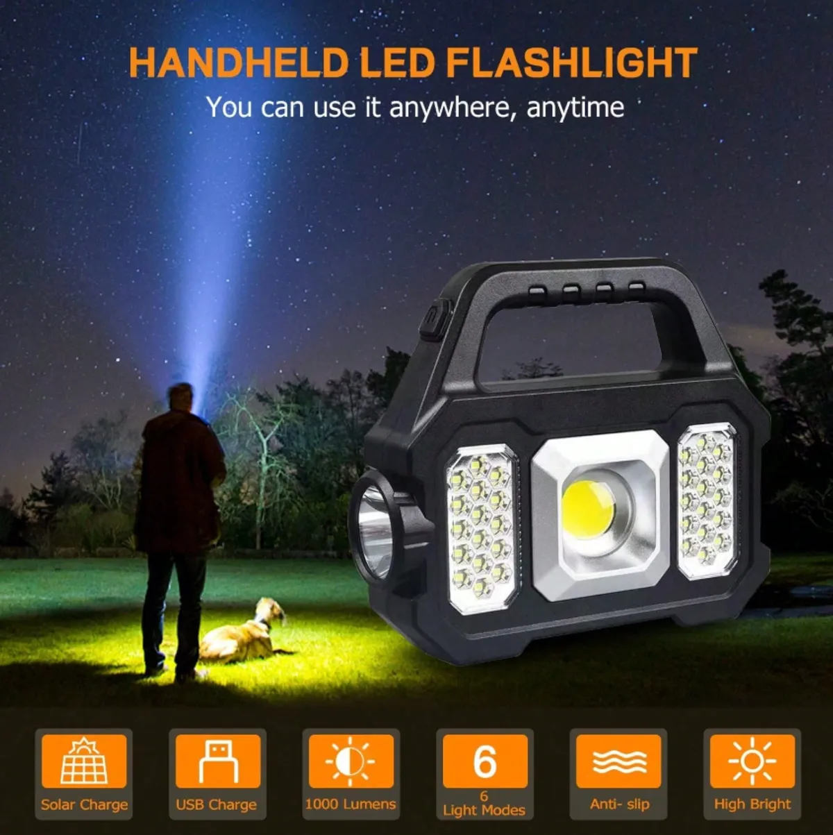 Portable Solar Light, Lantern (6 Lighting Modes, White Light)