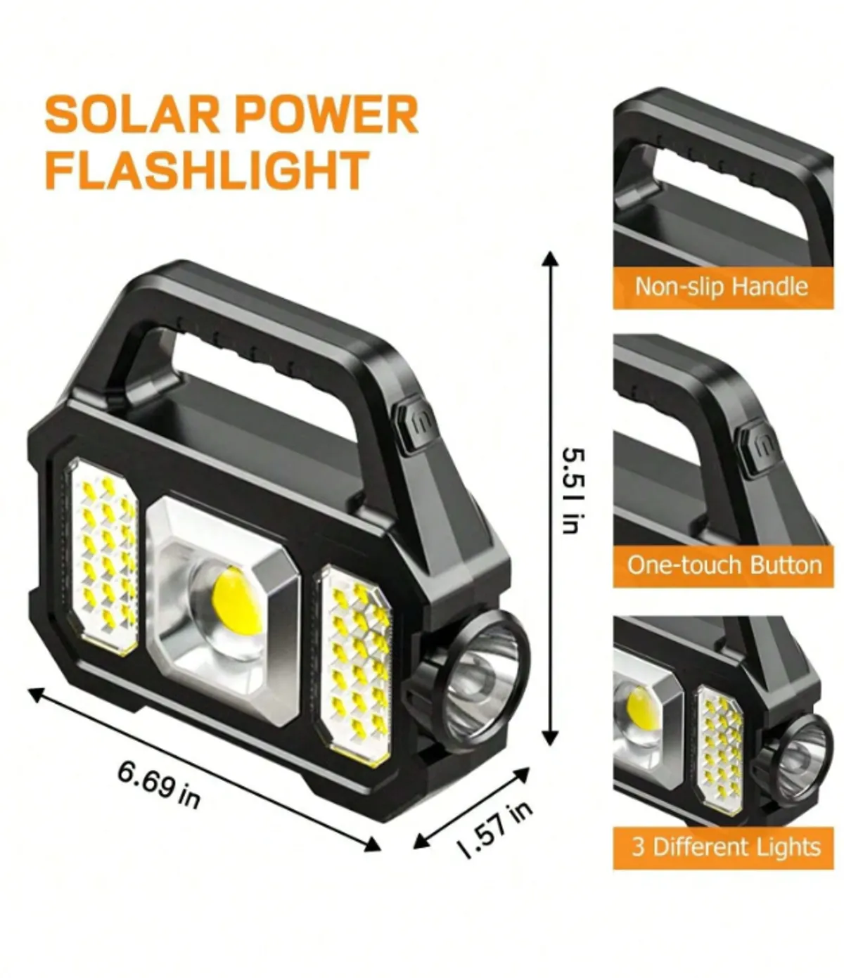 Portable Solar Light, Lantern (6 Lighting Modes, White Light)