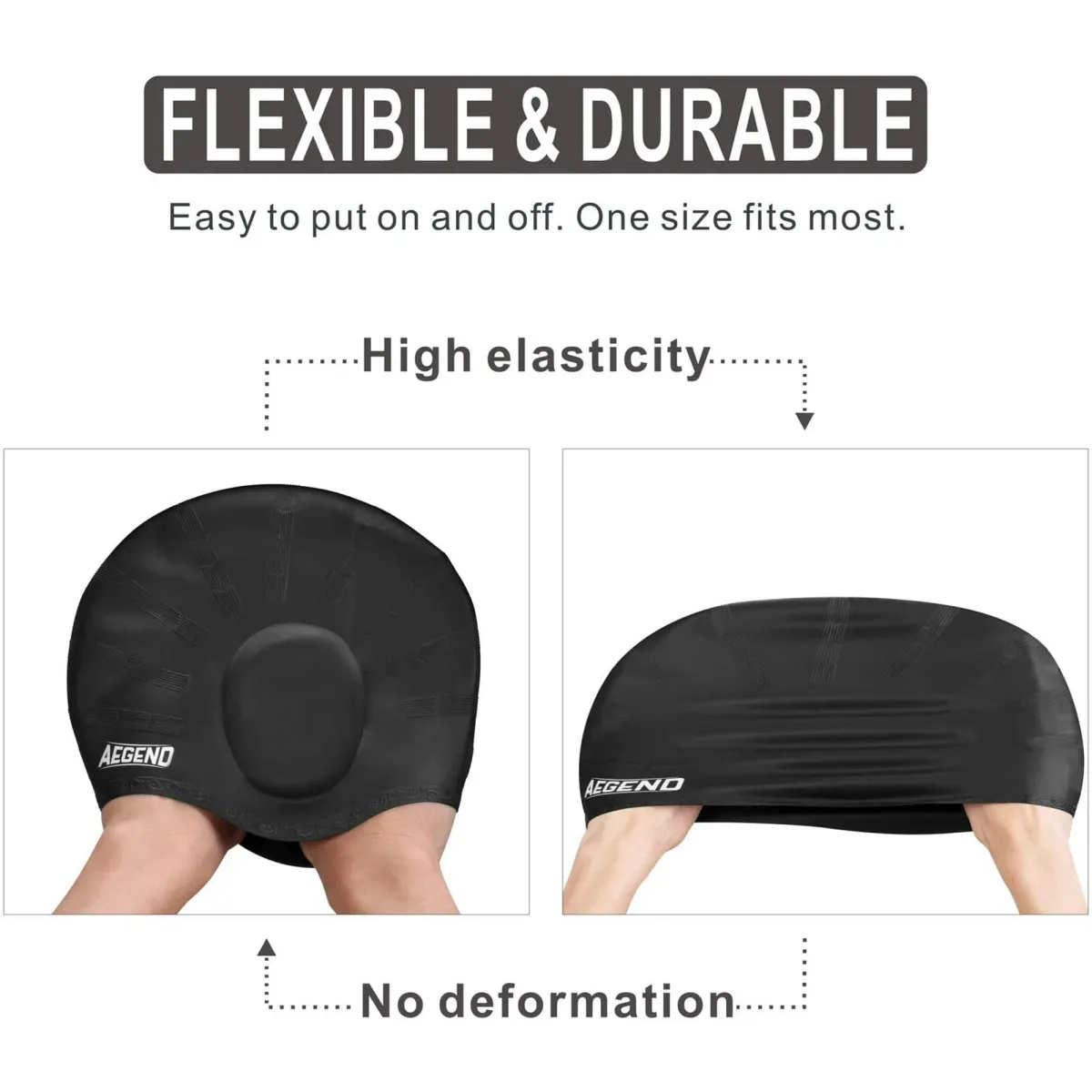 Aegend  Silicone Black Swim Cap