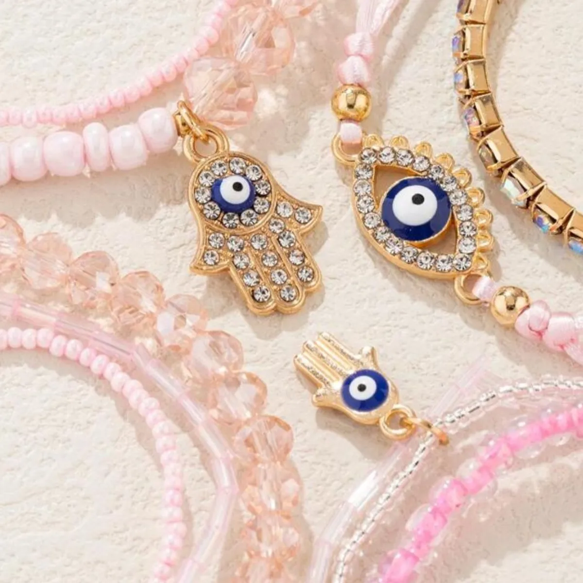 9pcs Bohemian Hand Pendant & Bead Bracelet