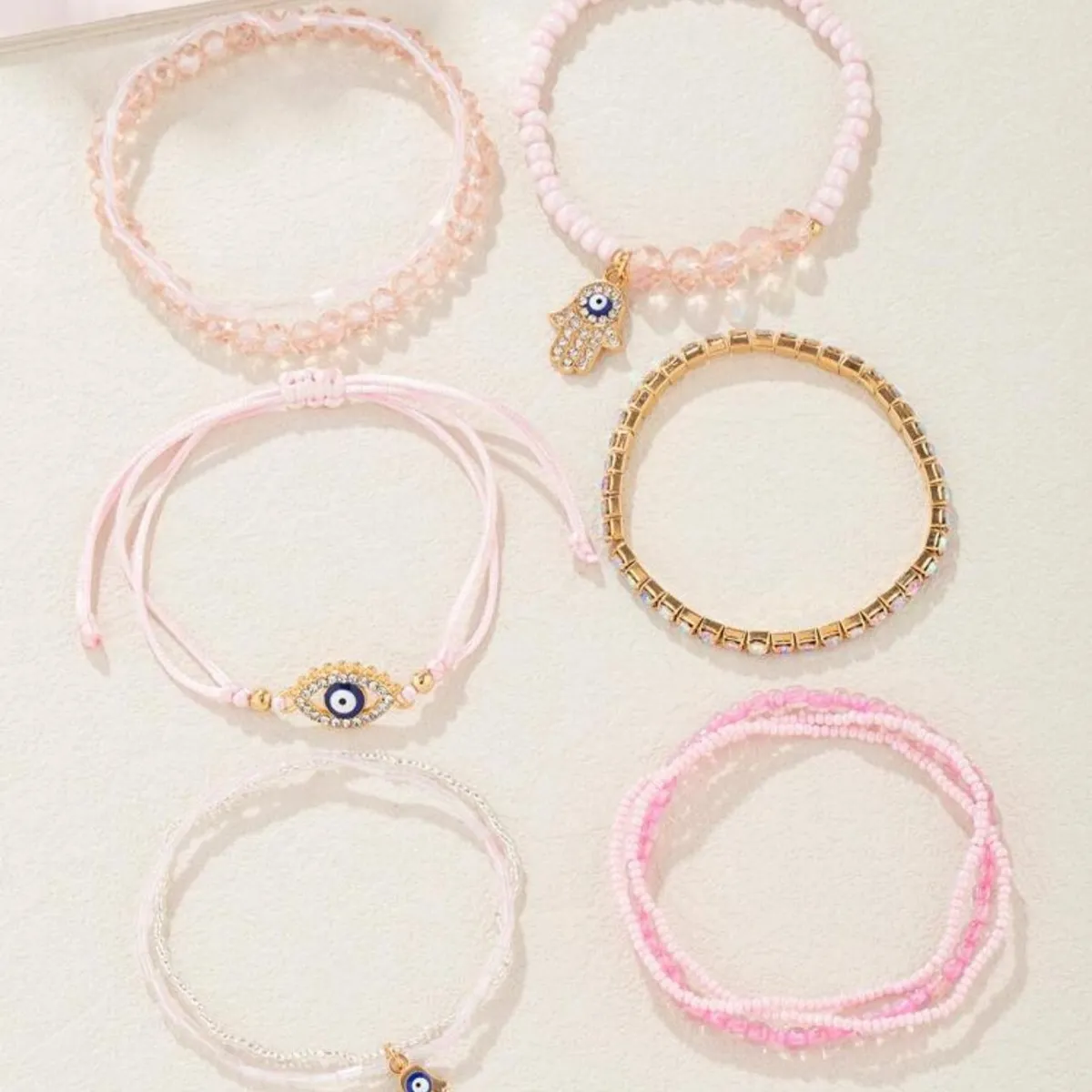 9pcs Bohemian Hand Pendant & Bead Bracelet