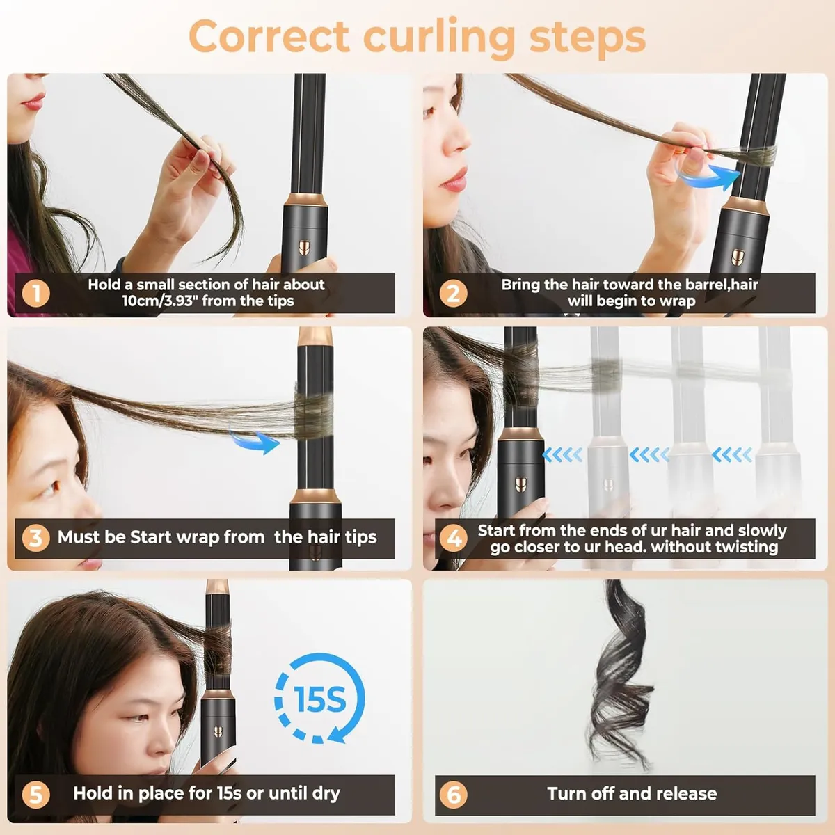 7-In-1 Hair Styler Hot Air Brush Set, Black