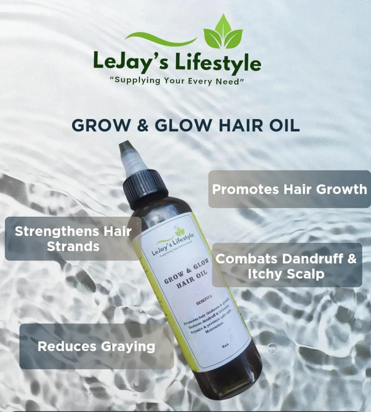 Hair Growth Oil 4oz | Stimulates hair growth & strengthens roots I Reduces hair breakage & thinning | Soothes scalp & fights dandruff | Moisturizes and adds natural shine