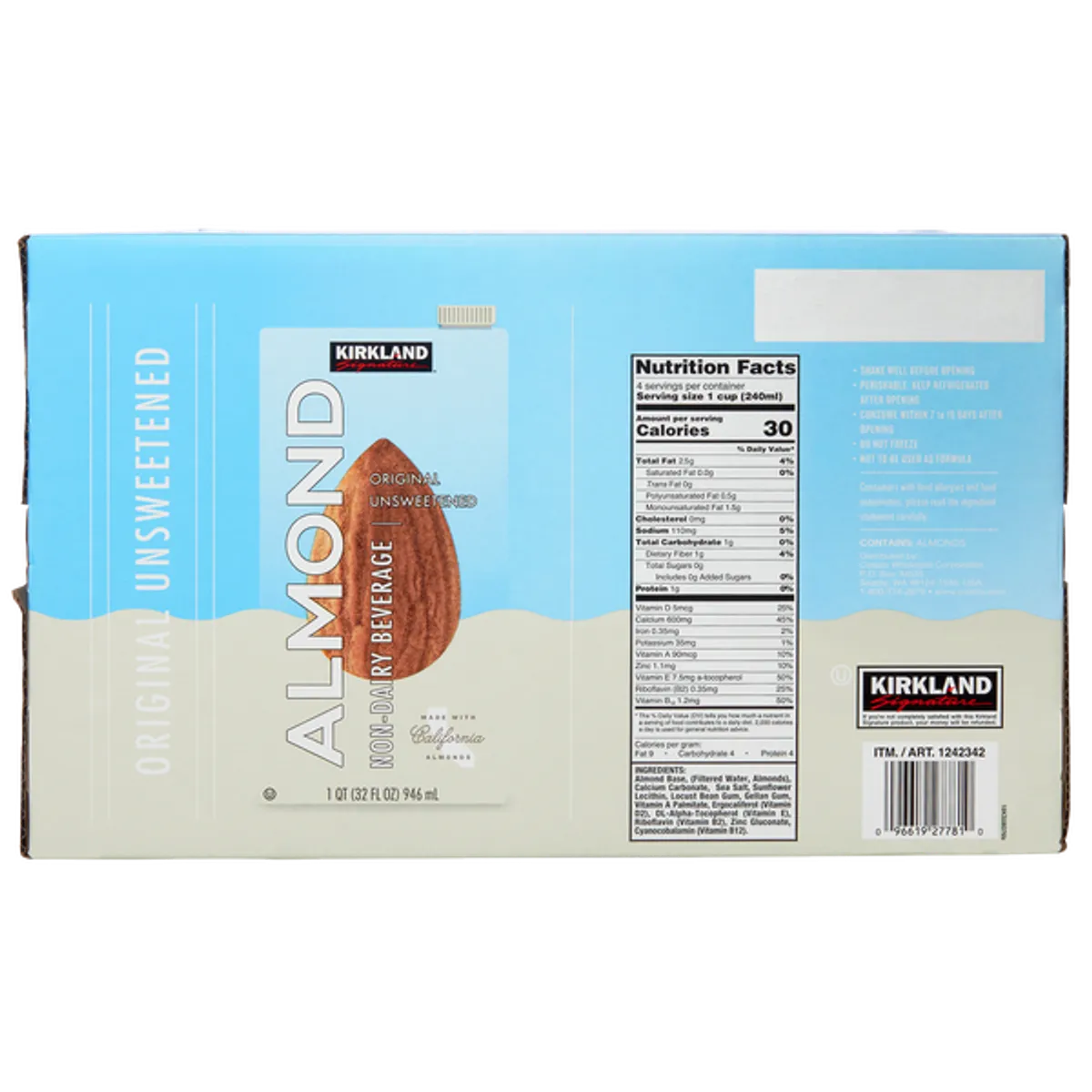 Kirkland Unsweetened Organic Almond Milk