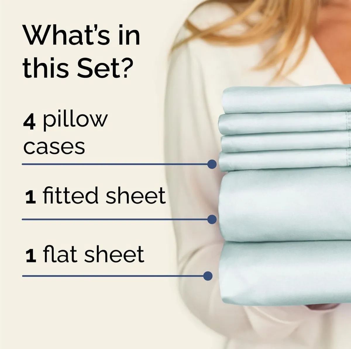 Queen Sheets Set 6 Piece - Bed Sheets Queen Size - Soft Hotel Luxury Bedding - Cooling, Comfy & Breathable - 1 Flat & 1 Fitted and 4 Pillowcases with Deep Pockets - Wrinkle and Fade Free , Ice Blue
