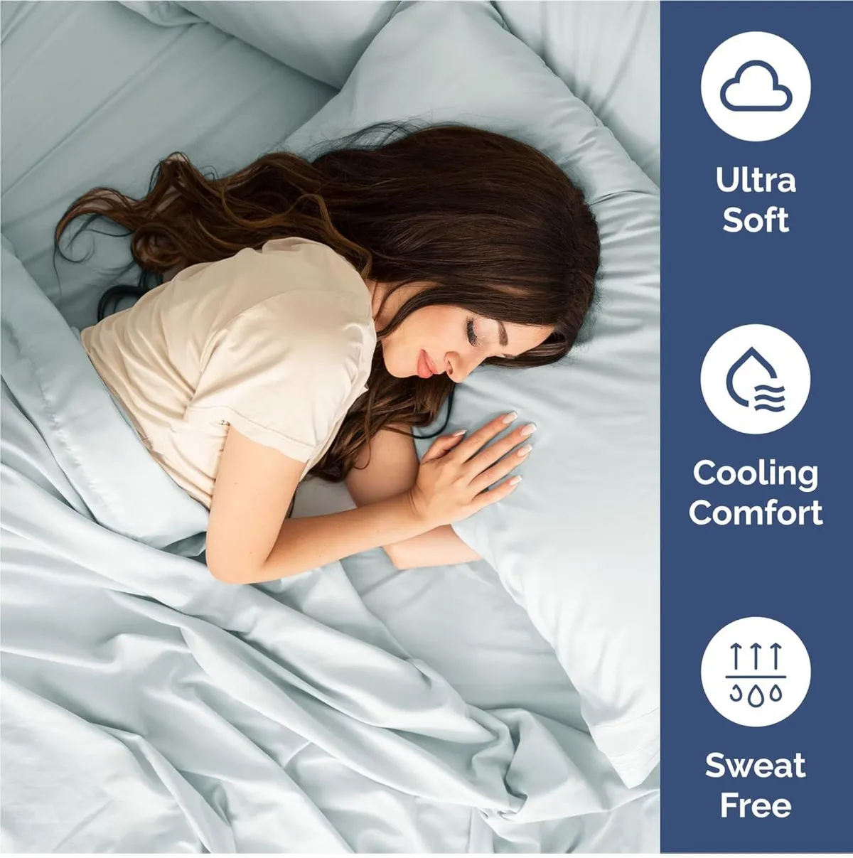 Queen Sheets Set 6 Piece - Bed Sheets Queen Size - Soft Hotel Luxury Bedding - Cooling, Comfy & Breathable - 1 Flat & 1 Fitted and 4 Pillowcases with Deep Pockets - Wrinkle and Fade Free , Ice Blue