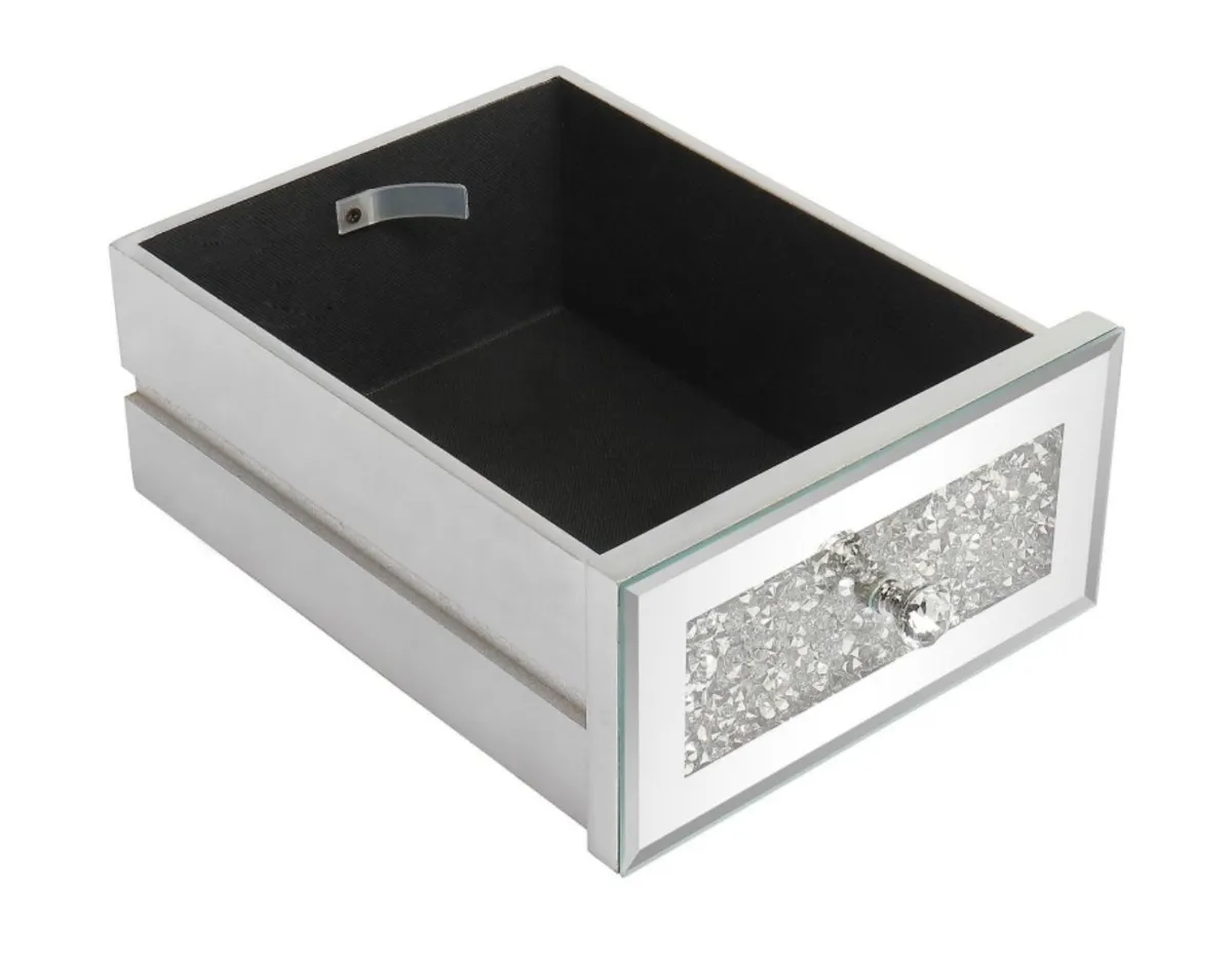 3-Drawer Mirrored Vanity Makeup Table - Mirrored Console Desk Vanity Furniture Nightstand Glass Bedside Table, Silver