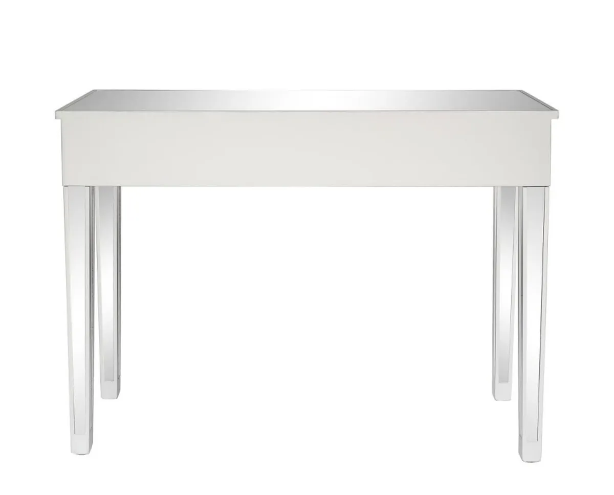 3-Drawer Mirrored Vanity Makeup Table - Mirrored Console Desk Vanity Furniture Nightstand Glass Bedside Table, Silver