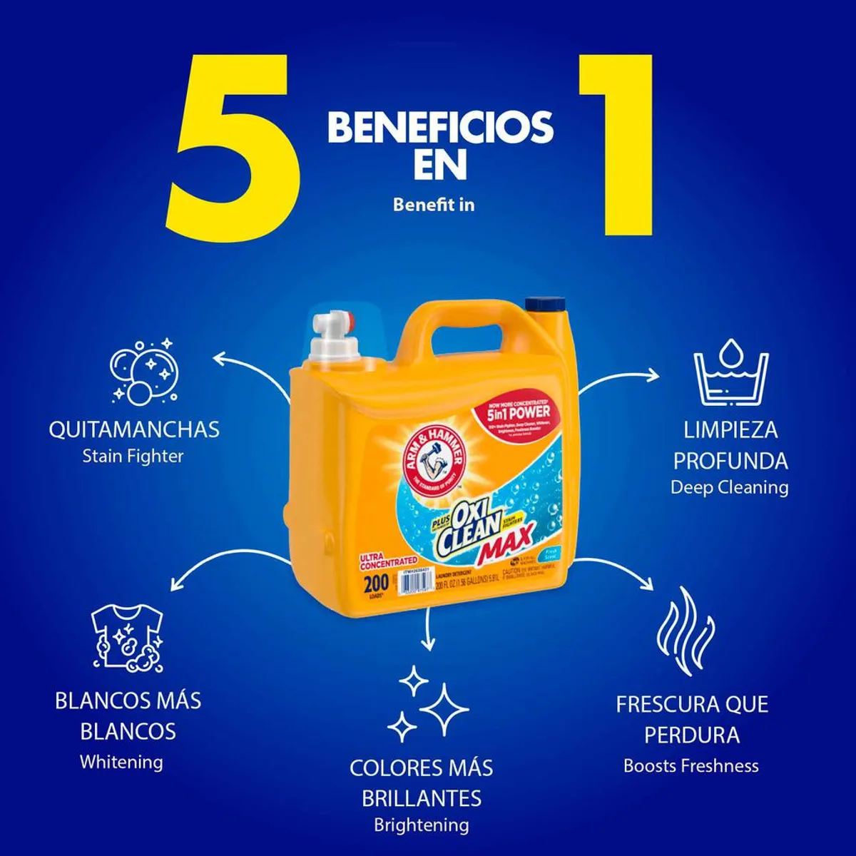 Arm and Hammer Ultra Concentrated Liquid Laundry Detergent with Oxi Clean 5.91 L