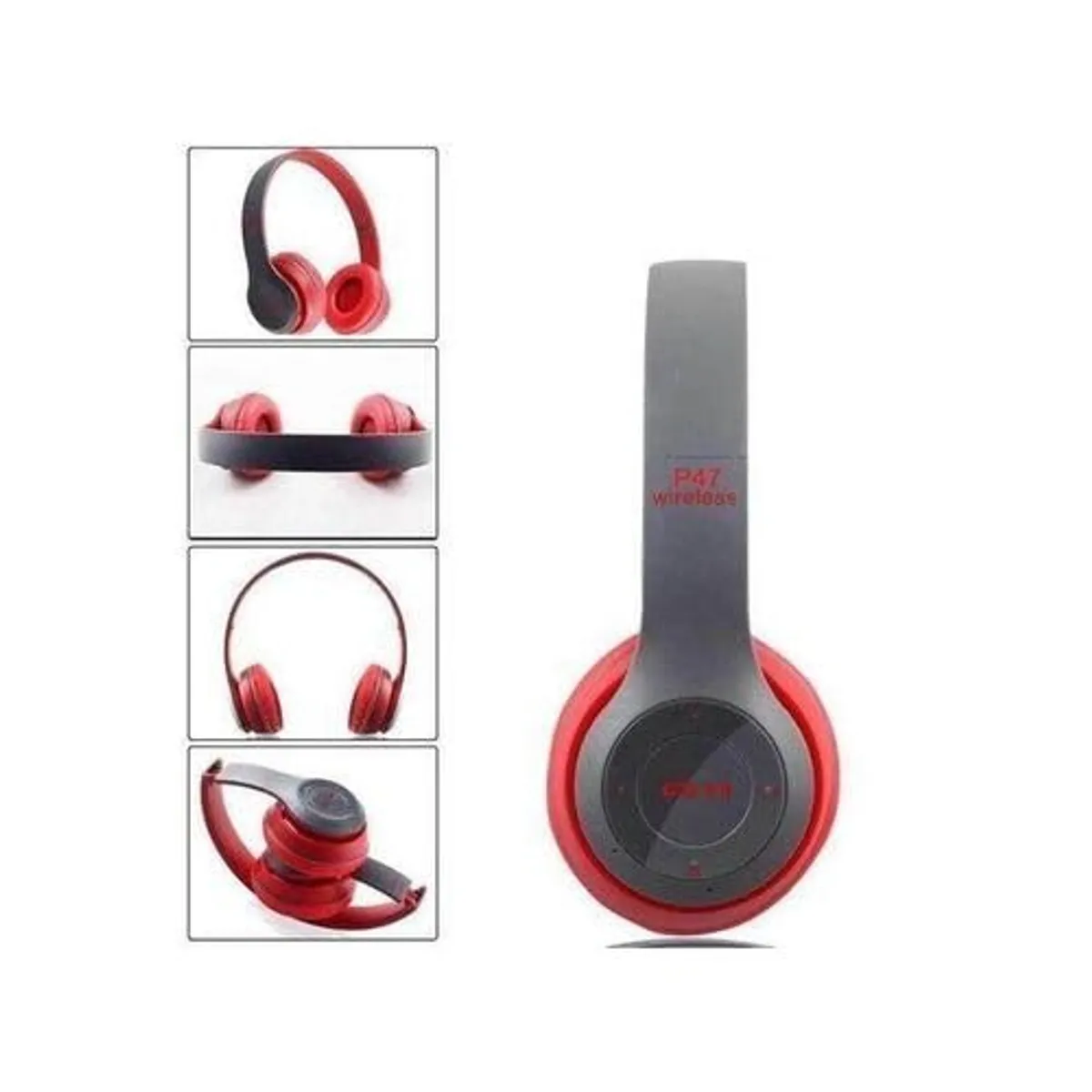 Swift International P47 4.1+ EDR Wireless Bluetooth Headphones | Super Extra Bass Over-Ear Foldable Stereo Headset with Mic, FM Radio & SD Card Playback (Red)