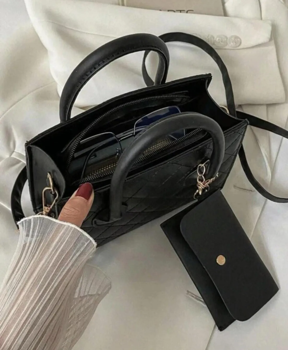 Minimalist Black Small Square Abg, All-Match Top Handle Purse, Classic Shoulder Bag For Work