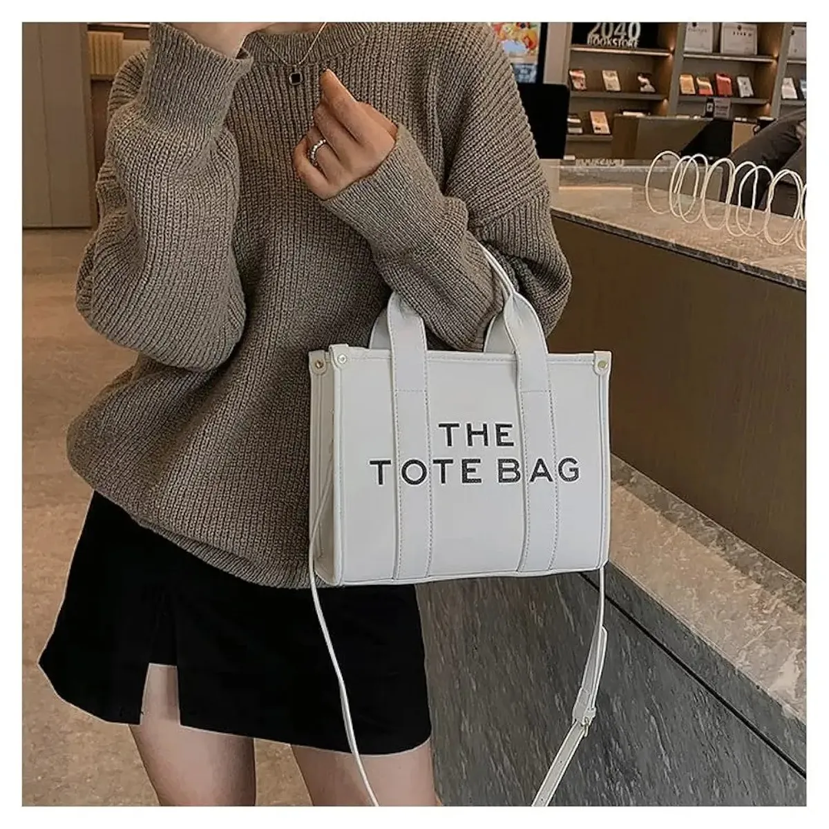 Tote Bags for Women, Leather Mini Tote Bag with Zipper, Shoulder/Crossbody/Handbag