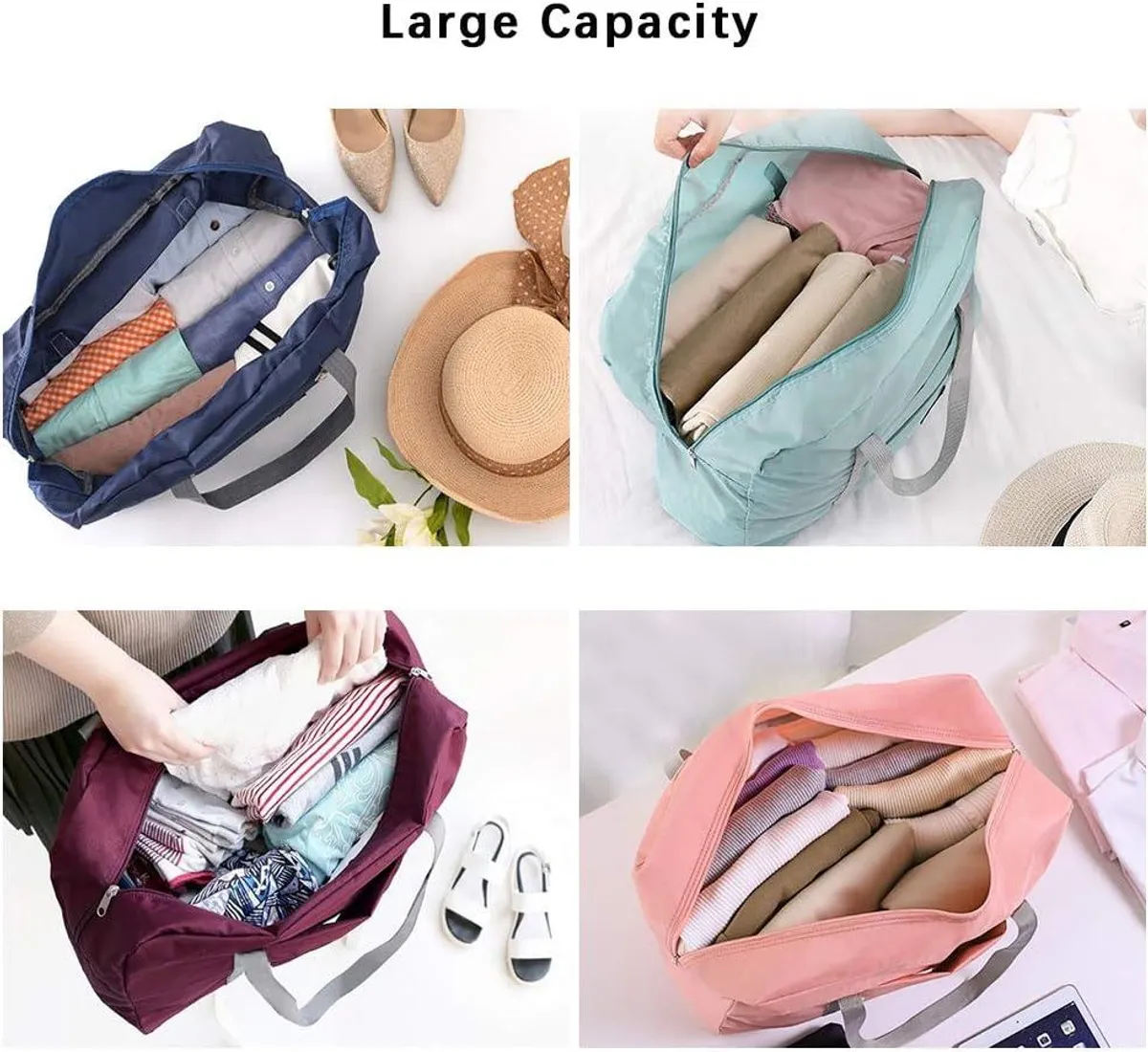 Travel Bag, Duffel Bag, Waterproof Lightweight Carry-on Bags, Suitable for Overnight, Holiday, Shopping, Weekends, Outing, Gym. (One Bag), Light Pink