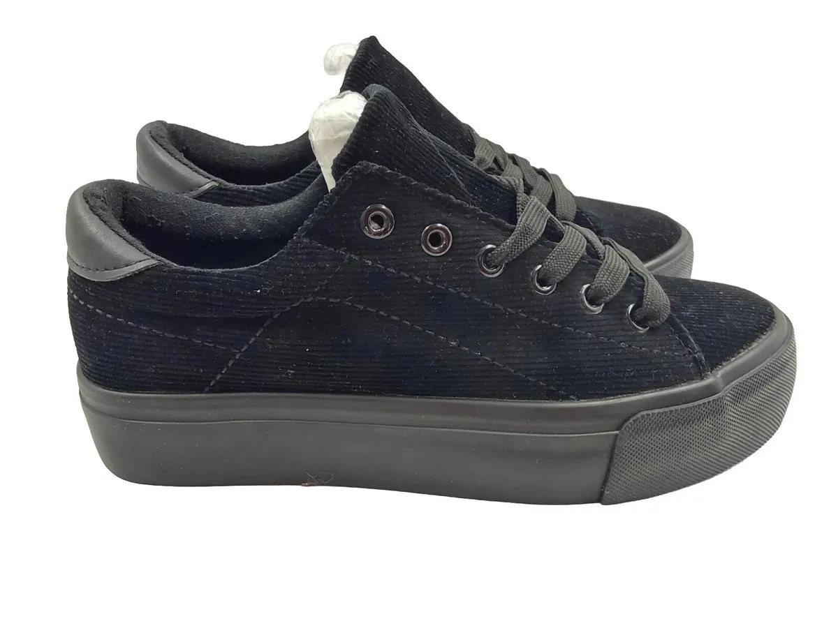 Black Canvas ZY-K22008 Lace Up Fashion Sneaker Shoes Women's Size 9 40EU