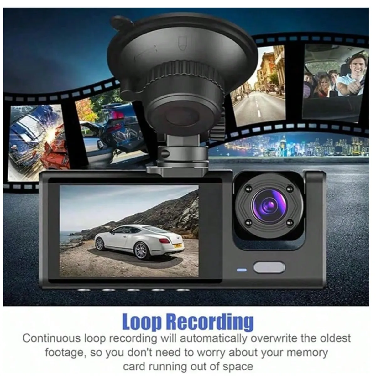 Dashcam D-3L, HD 1080P, 3 Cameras (2 front, 1 rear). No MSD Card