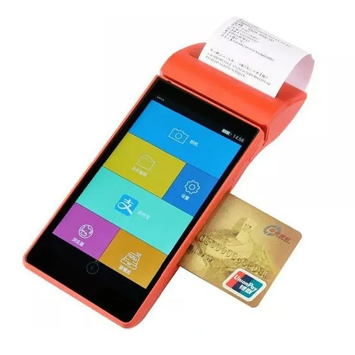 4G Handheld POS Barcode Scanner System Android 13 Mobile Pos Terminal Machine With 58mm Receipt Printer