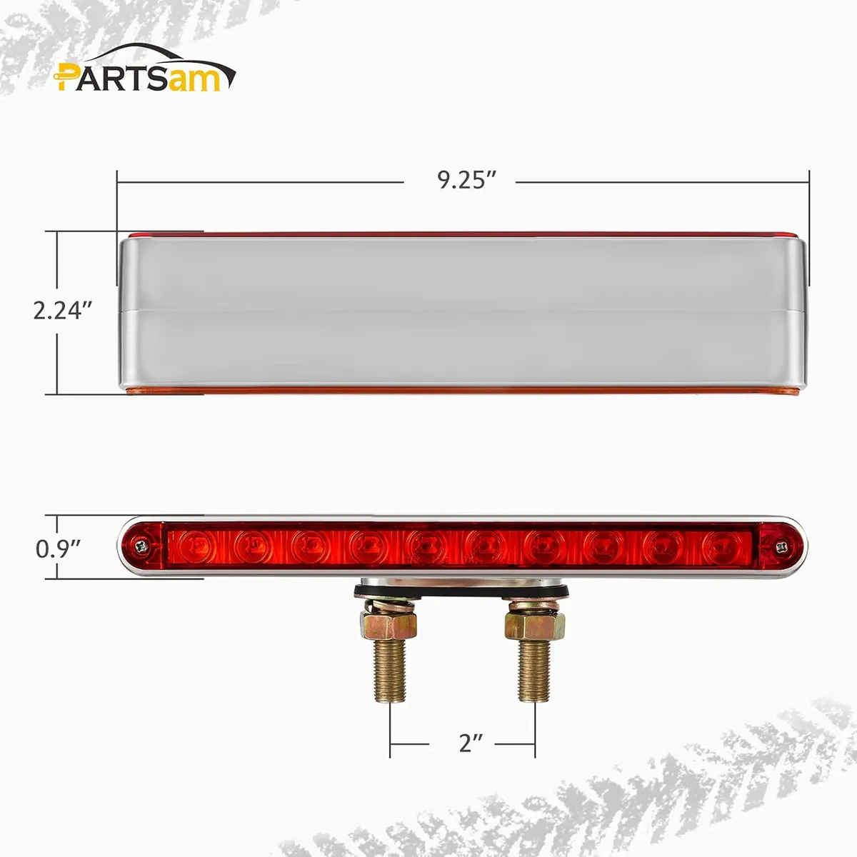 9-1/4" L Red/Amber LED Double Face Truck Semi Trailer Light Bars, Chrome Plastic Dual Function Light Bar Marker Light and Turn Signal Auxiliary Light Bar Double Metal Stud Mounts (2PCS/PAIR)