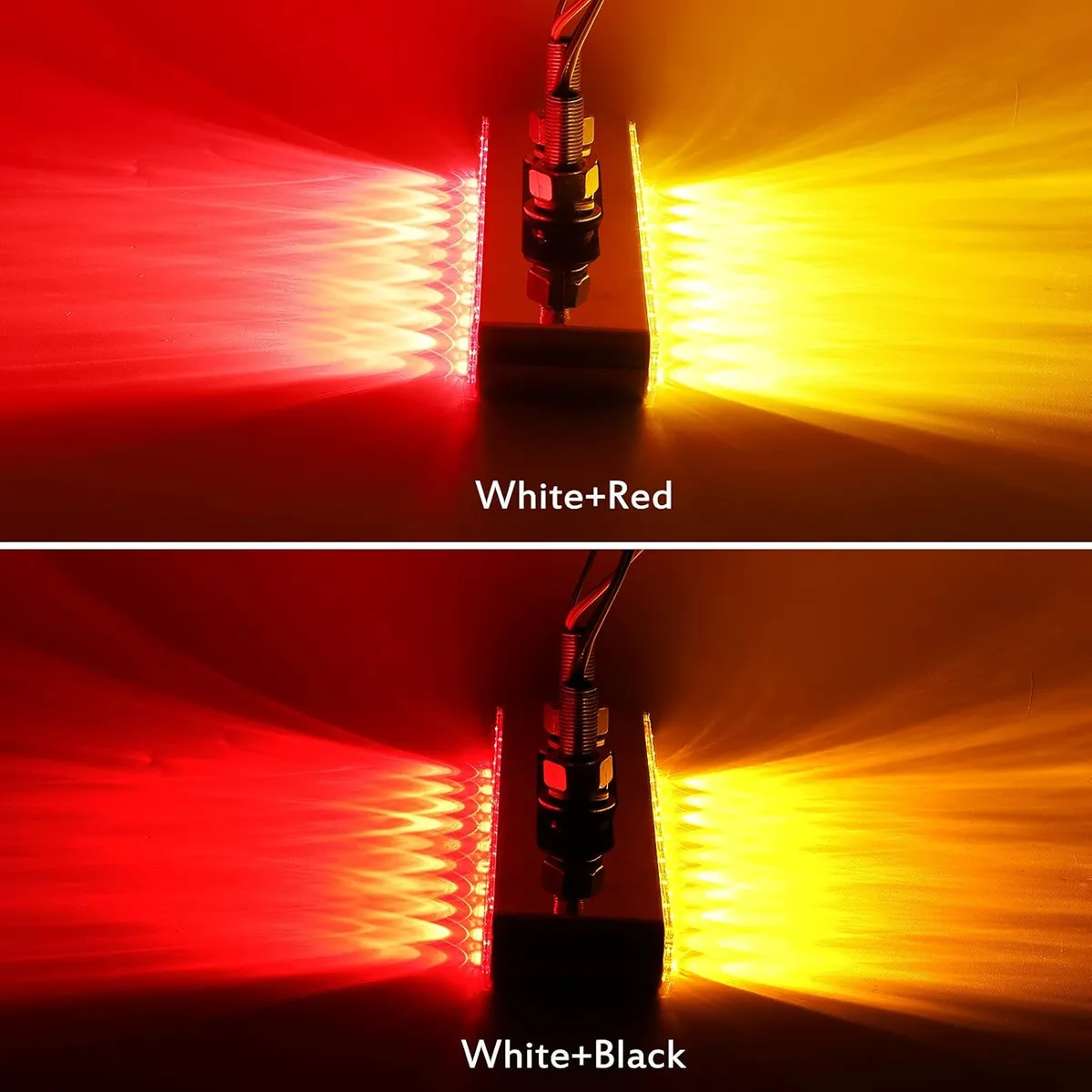 9-1/4" L Red/Amber LED Double Face Truck Semi Trailer Light Bars, Chrome Plastic Dual Function Light Bar Marker Light and Turn Signal Auxiliary Light Bar Double Metal Stud Mounts (2PCS/PAIR)