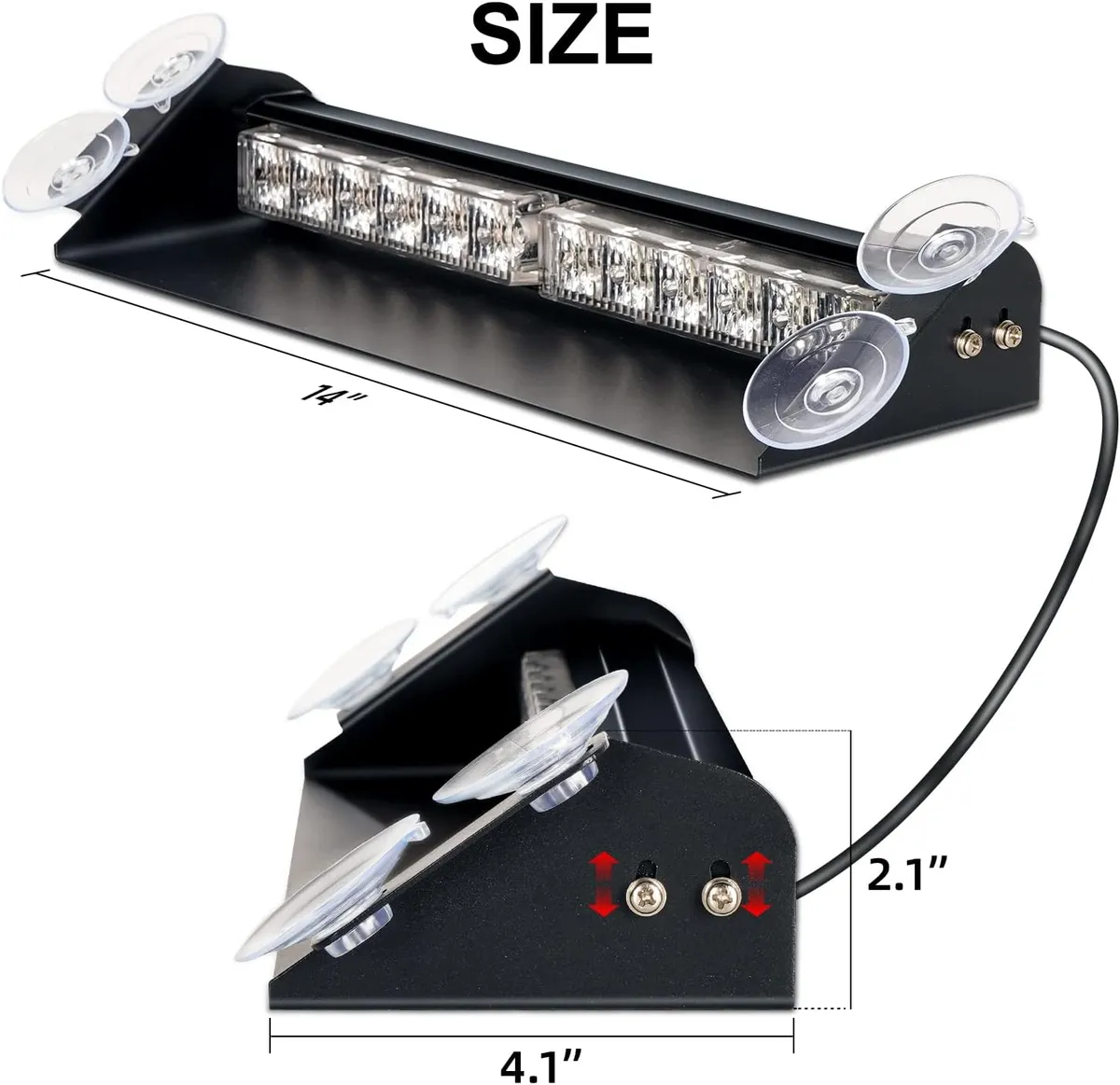 2x14 inch 24LED Dash Emergency Strobe Lights Interior Front/Rear Windshield Deck Split Safety Warning Lights Hazard Light Bar for Car Truck Vehicles (Purple/White)  12-24v