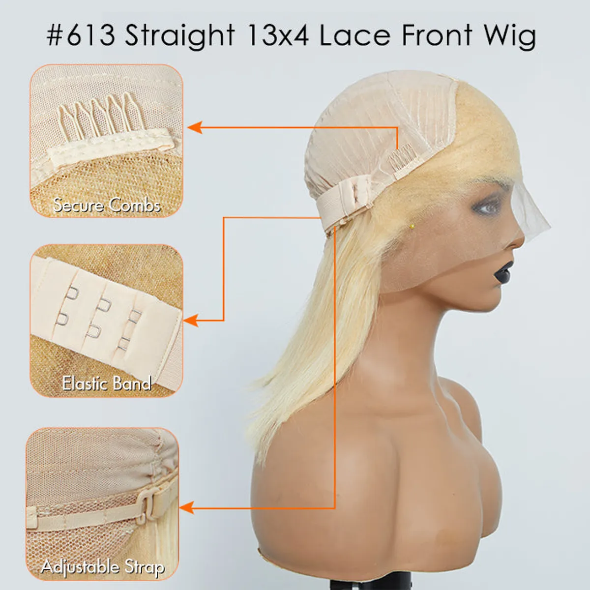 Brazilian Human Hair 613 Blonde 13x4 Transparent Lace Front Bob Wig, 10"