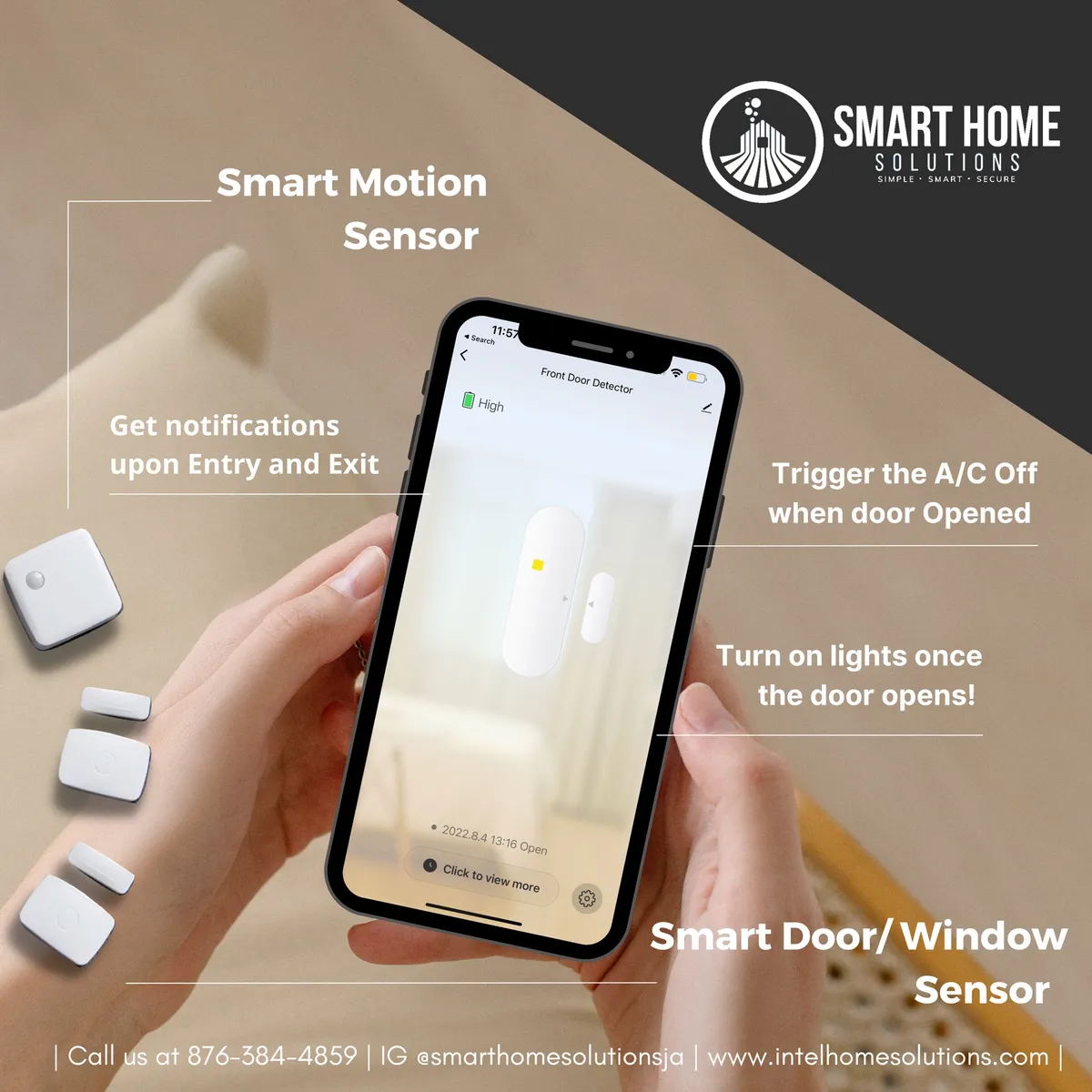 Smart Door Sensor, Smart Door Window Sensor for 2.4GHz, Smart Life Sensor with Voice Control APP Control for Home Security Energy Saving