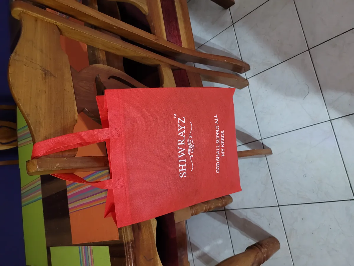 My God shall supply all your needs Shopping bag Tote bag, All Occasion bag., Red