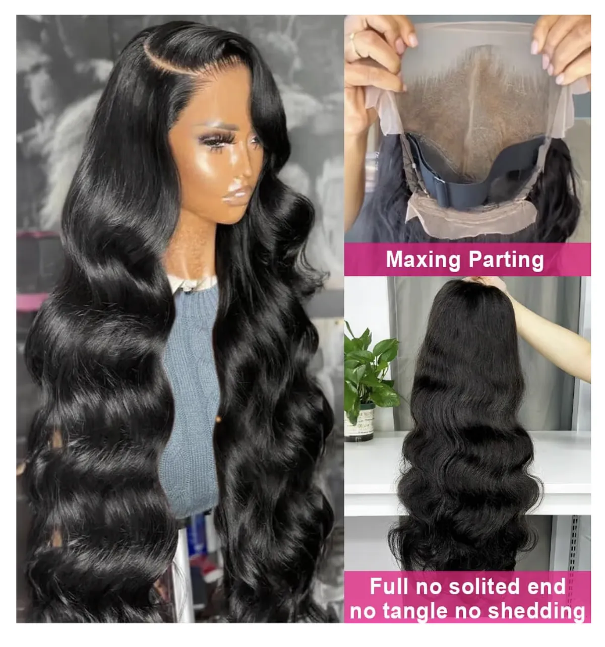26 inch 13x6 Body Wave Lace Front Wigs Human Hair Pre-plucked Pre-bleached Small Knots With Baby Hair 200% Density Glueless Human Hair Wigs For Women 26Inch HD Lace Frontal Wig, Black, 13x6, 26