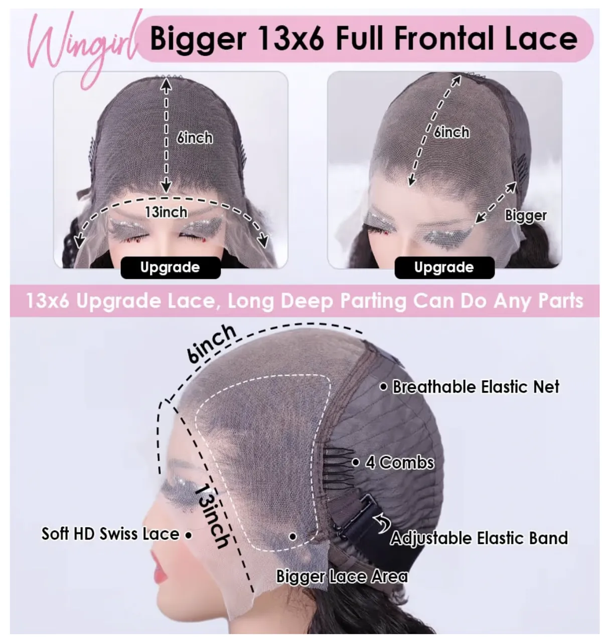 30 inch 13x6 Body Wave Lace Front Wigs Human Hair Pre-plucked Pre-bleached Small Knots With Baby Hair 200% Density Glueless Human Hair Wigs For Women 30Inch HD Lace Frontal Wig, Black, 13x6, 30