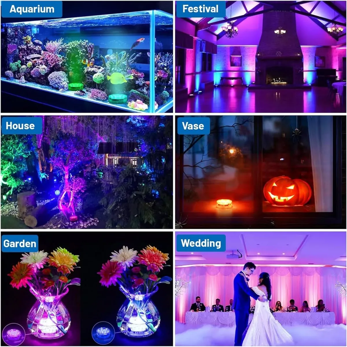 Hot Tub Lights - 2-Pack RGB Color Battery-Powered LED Pool Lights with Remote Control