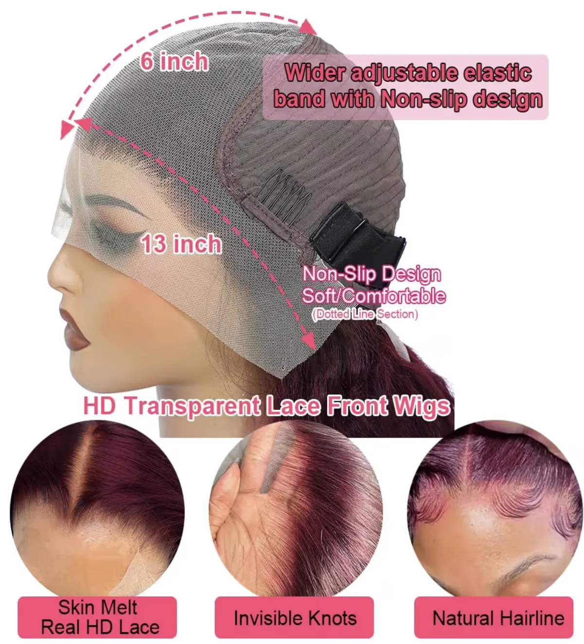 14 inch 99j Burgundy13x6 Bob Wig Human Hair 250% Density Lace Front Wigs Human Hair Glueless 13x6 Body Wave HD Lace Front Wigs Human Hair Pre-Plucked Short Wine Red Bob Wigs for Black Women 14 Inch