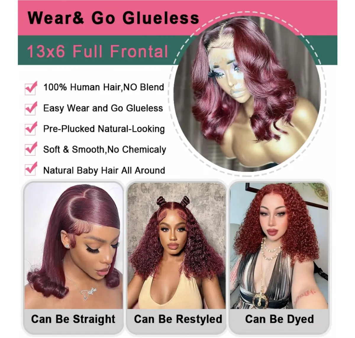 14 inch 99j Burgundy13x6 Bob Wig Human Hair 250% Density Lace Front Wigs Human Hair Glueless 13x6 Body Wave HD Lace Front Wigs Human Hair Pre-Plucked Short Wine Red Bob Wigs for Black Women 14 Inch