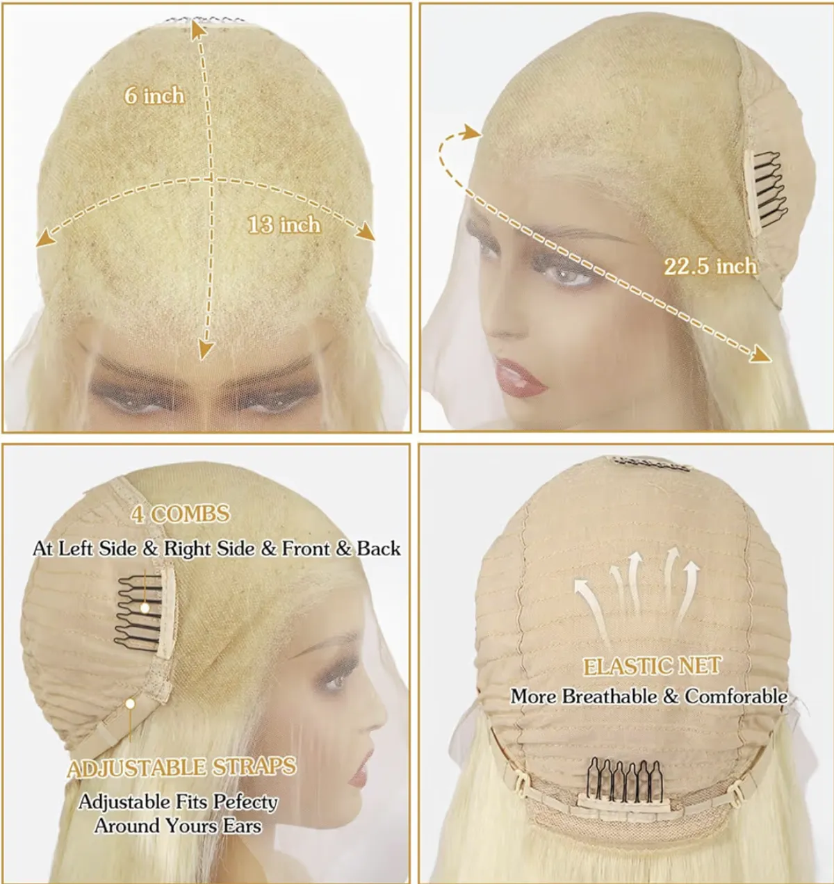 26 Inch 13x6 613 blonde Body Wave Wig Human Hair Wigs Human Hair Pre-Plucked Bleached 200% Density  HD Lace Frontal