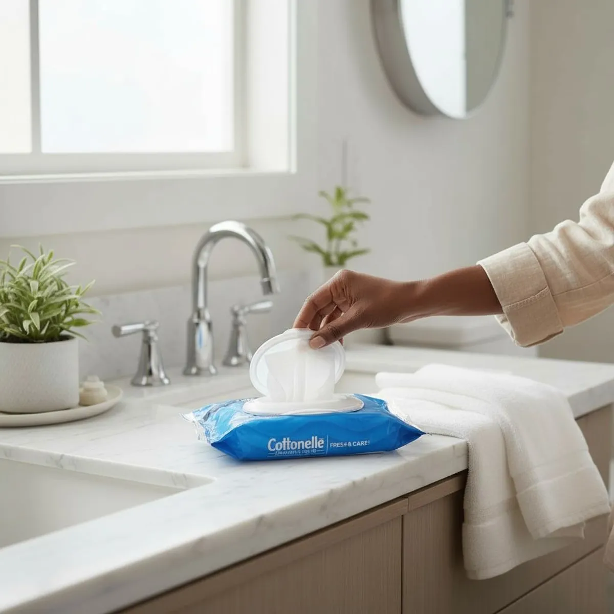 Cottonelle Fresh Care Flushable Wet Wipes, Adult Wet Wipes, Flip-Top Pack, 42 Wipes per Pack