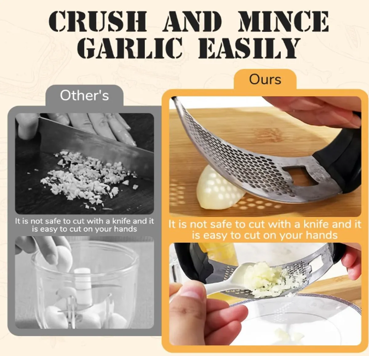 Stainless Steel  Manual Garlic Press Crusher Kitchen Tool
